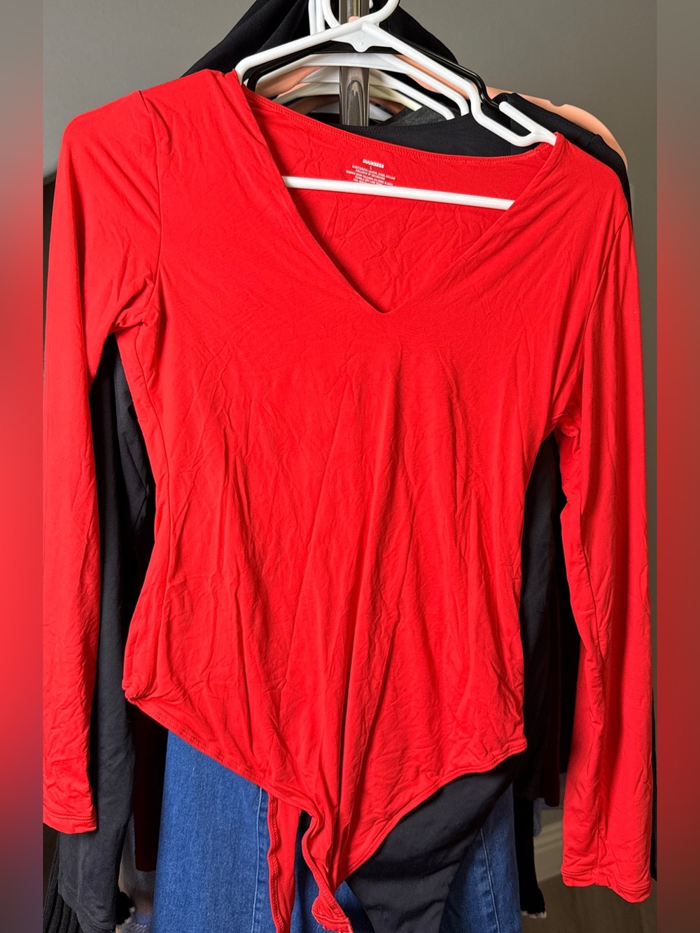 SUUKSESS Red V-Neck bodysuit
